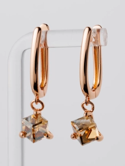 Серьги-подвески Миражи с кристаллом Swarovski цвета шампань