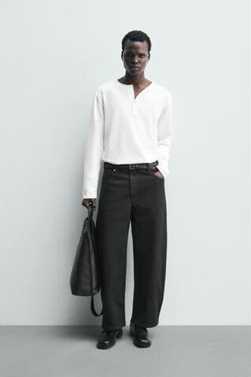 ZARA ДЖИНСЫ WIDE FIT, ЧЕРНЫЙ