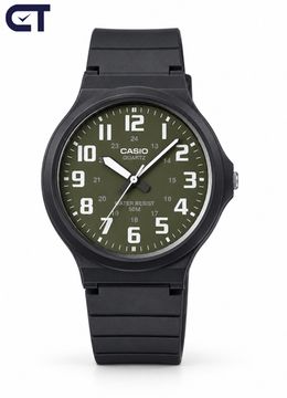 CASIO MW-240-3B CASIO Collection мужские наручные часы — зелёный монохром, лёгкий корпус и водостойкость 50 м