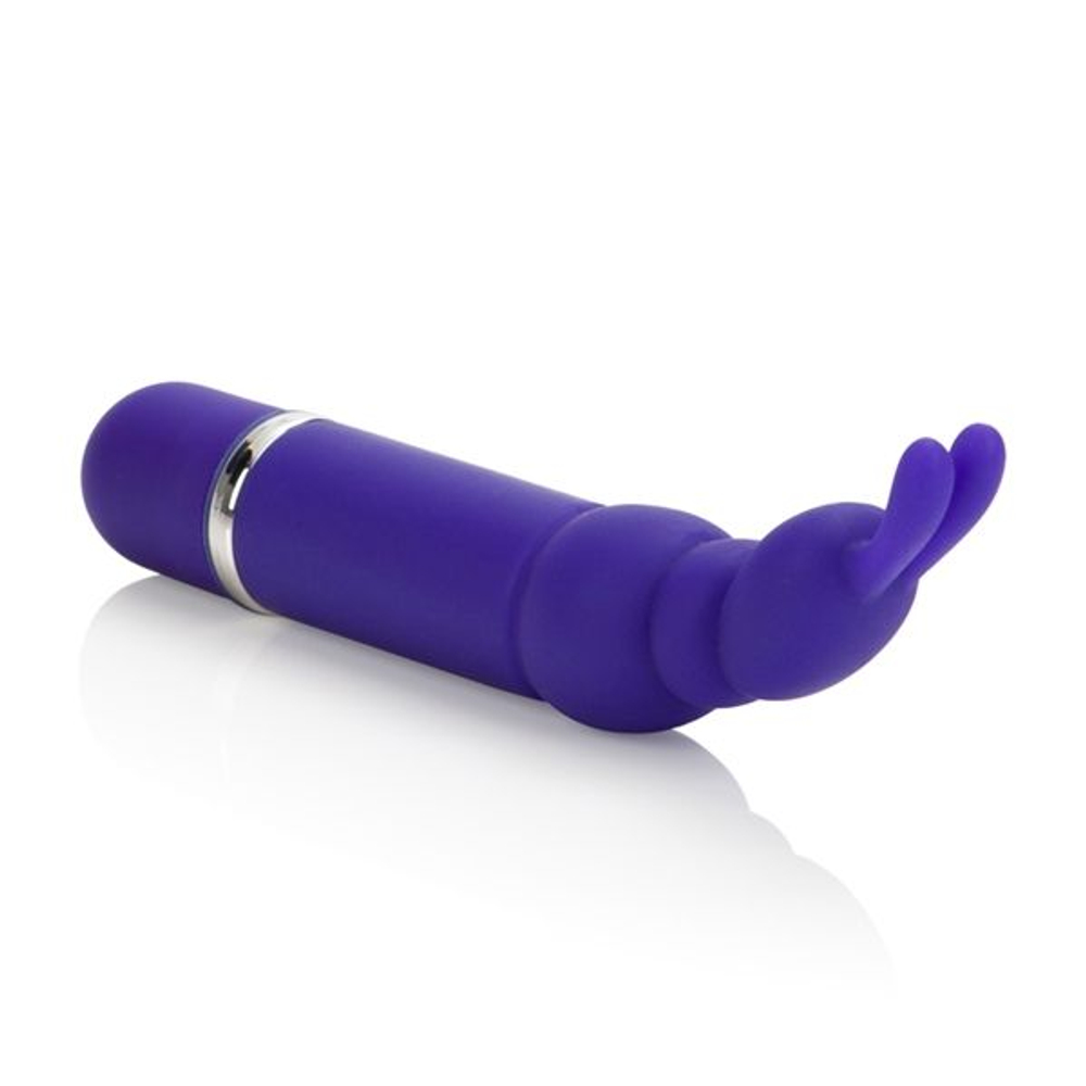 Фиолетовый вибромассажёр с зайчиком на кончике Bounding Bunny - 10,7 см. (Цвет: фиолетовый)