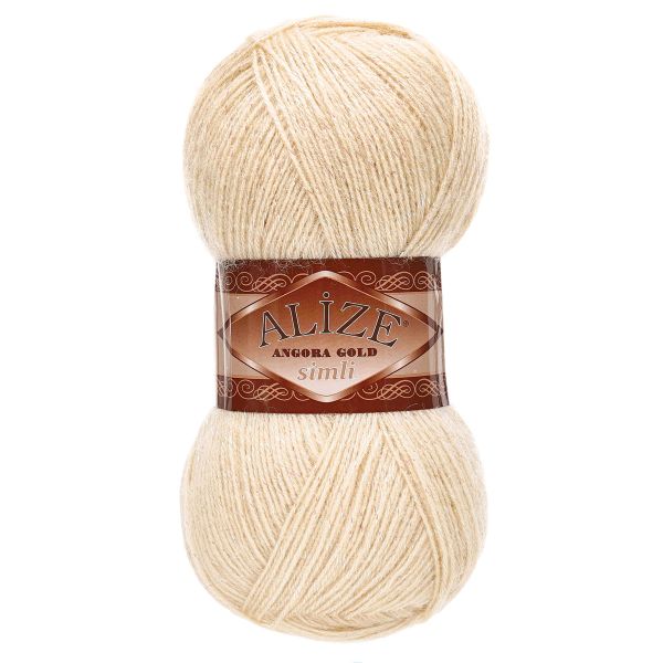 Пряжа Alize (Ализе) Angora Gold Simli / уп.5 мот. по 100 г, 500м, 067 экрю A