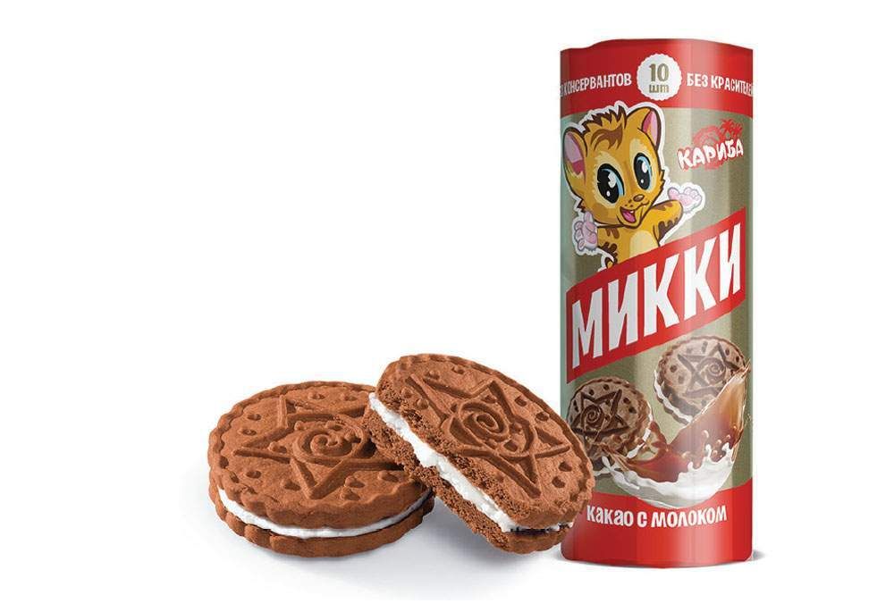 Печенье сахарное Кариба с молоком и какао