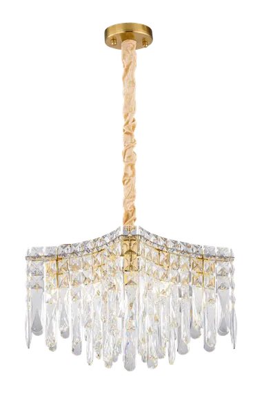 Люстра подвесная NewRgy 5611P/8A PLATING BRASS+CLEAR, 8×40 Вт, прозрачная и латунная