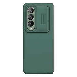 Чехол зеленого цвета от Nillkin для Samsung Galaxy Z Fold 4 5G, серия CamShield Silky Silicone (шелковистый силикон) с защитной шторкой для камеры
