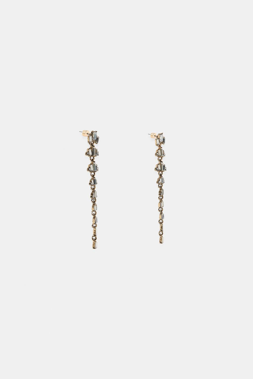 ZARA МЕТАЛЛИЧЕСКИЕ СЕРЬГИ СО СТРАЗАМИ, ЗОЛОТИСТЫЙ