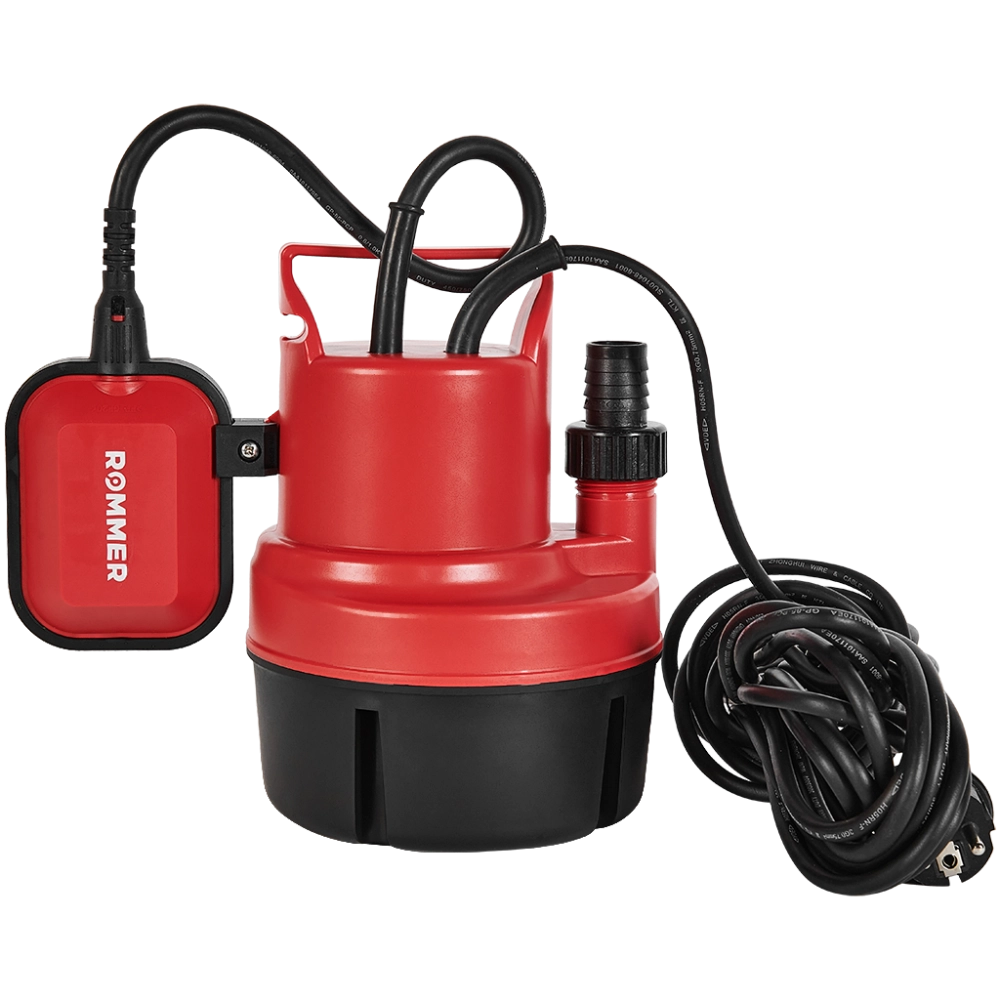 Насос дренажный ROMMER OPTIMA 250 (0,25 кВт, Qmax 4,5 м³/ч, Hmax 6 м, 1x230В, кабель 10 м.)