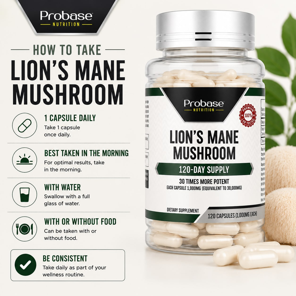 Probase Nutrition, Гриб львиная грива, 100 мг, 120 капсул