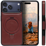 Business style чехол из кожи для IPHONE 17 PRO MAX с кольцом-подставкой и бархатной подкладкой