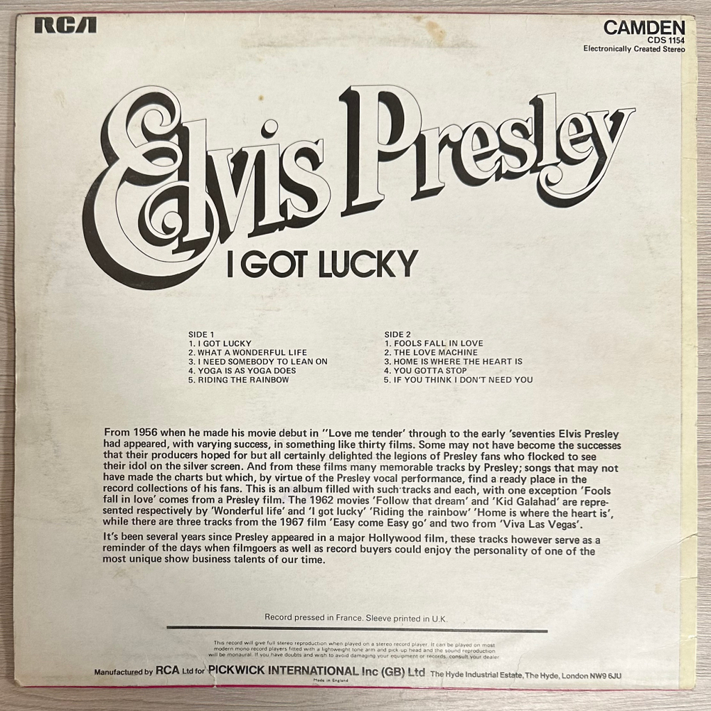 Elvis Presley- I Got Lucky (Англия 1971г.)