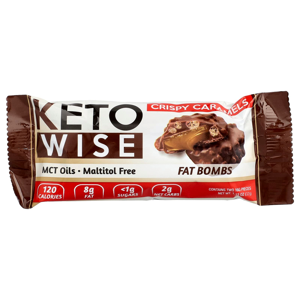Keto Wise, Fat Bombs, хрустящая карамель, 16 упаковок по 32 г (1,13 унции)