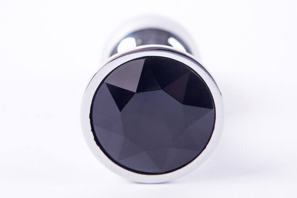 Анальная пробка металлическая серебристая с черным кристаллом Onjoy Metal Plug Silver Medium (Цвет: серебряный с черным)