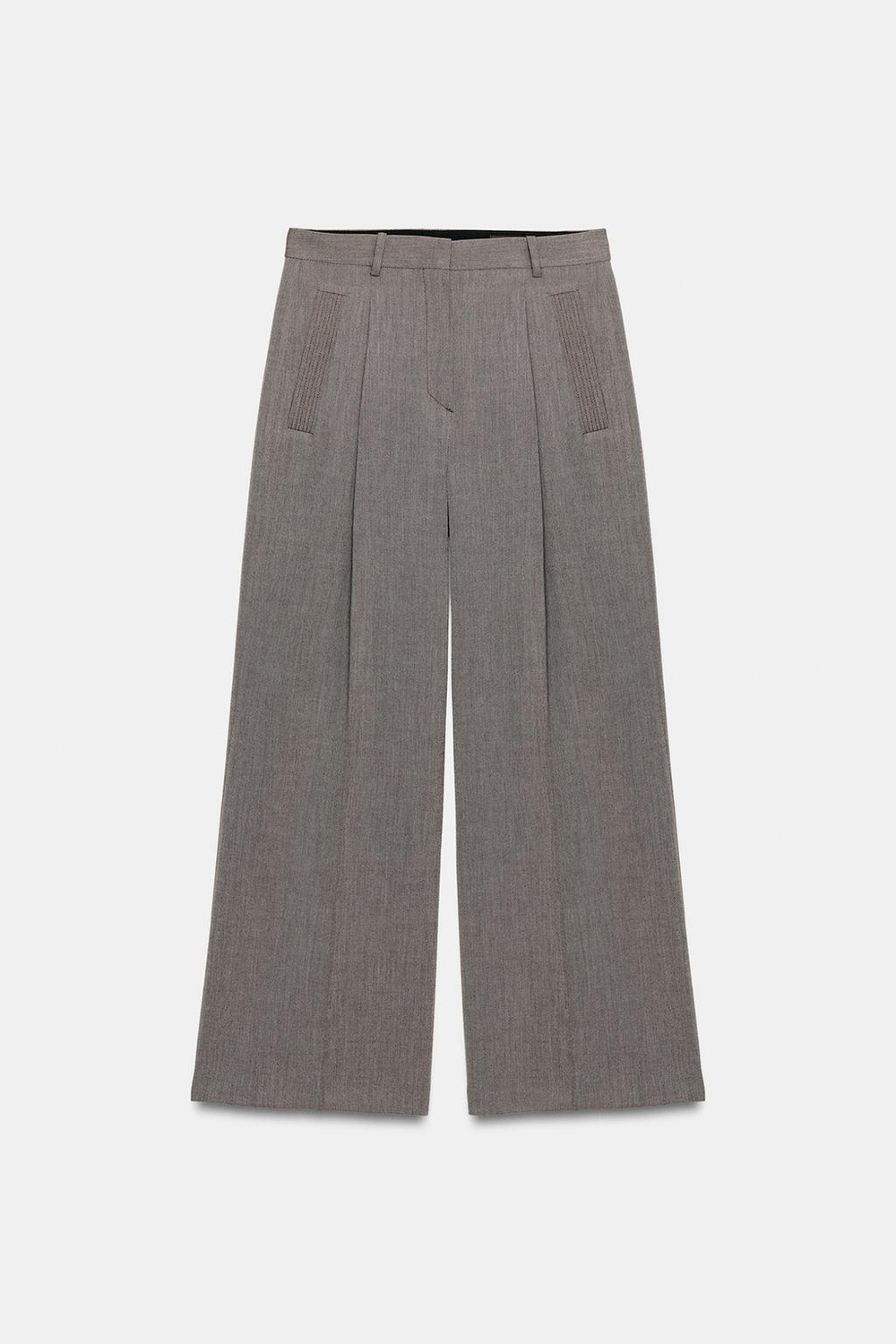 ZARA БРЮКИ С КАРМАНАМИ И ЗАЩИПАМИ — ZW COLLECTION, КОРИЧНЕВЫЙ МЕЛАНЖ
