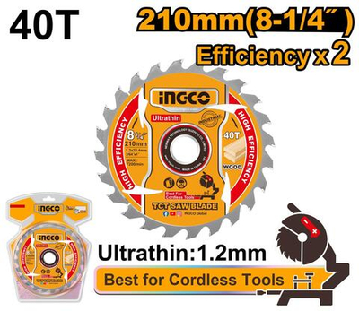 Диск пильный по дереву TCT 210х25.4мм 40Т INGCO TSB2103 INDUSTRIAL