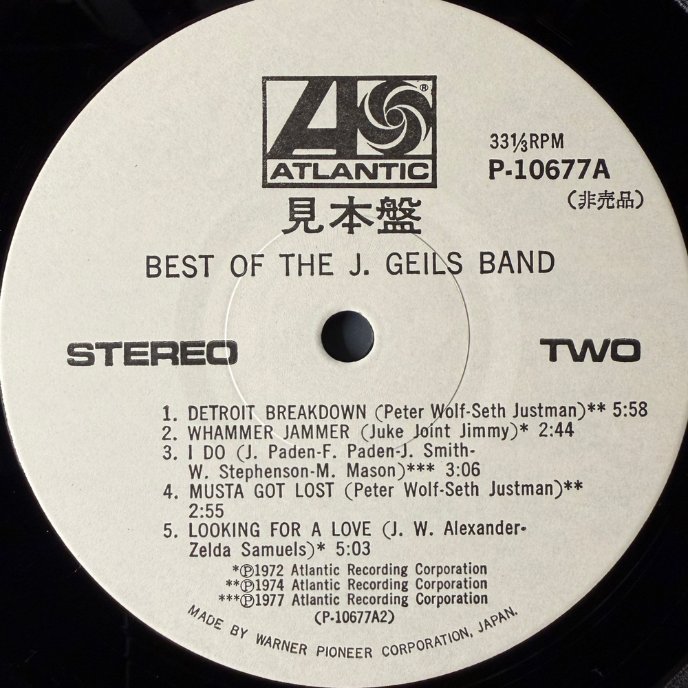The J. Geils Band ‎– Best Of The J. Geils Band (Япония 1979г.) Promo