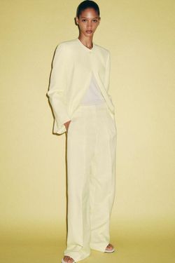 ZARA БРЮКИ С ЗАЩИПАМИ — ZW COLLECTION, ЖЕЛТЫЙ