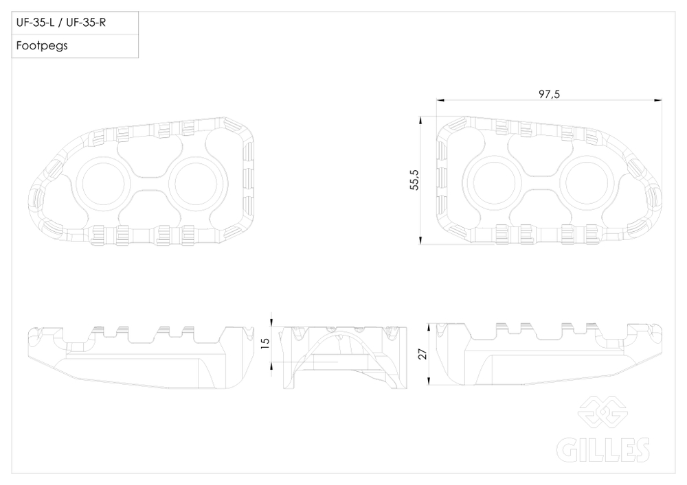 RGK-111-UF35-SET-B GILLES DRIVER FOOTPEGS TECH-X ENDURO (MTS V4)