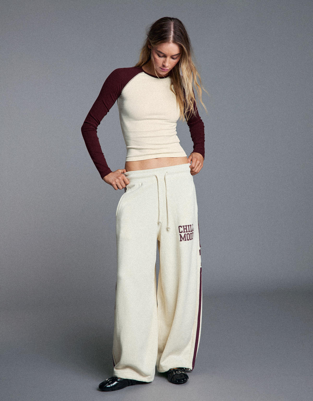 Женский лонгслив с рукавами реглан - BERSHKA