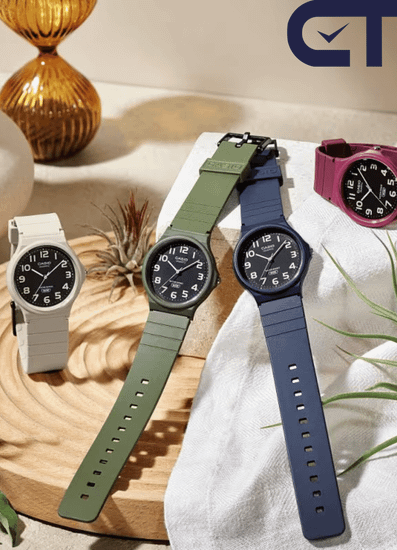 CASIO MQ-24UC-3B — классические аналоговые часы в матовом бежево-коричневом цвете