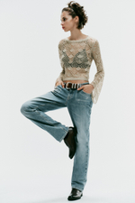 СВИТЕР ИЗ ТРИКОТАЖА POINTELLE С РАСКЛЕШЕННЫМИ РУКАВАМИ — ZARA