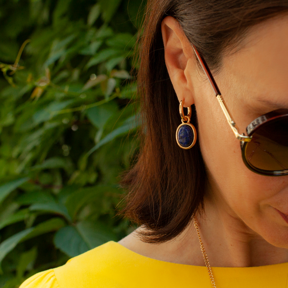 Серьги Fiore Luna NATURAL LAPIS LE1200 BL/G