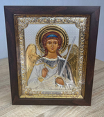 Ангел Хранитель, икона прямоугольная в рамке под стеклом, красный киот 170х210