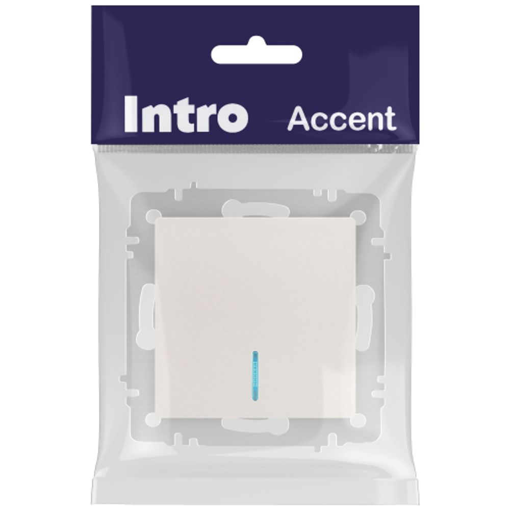 Выключатель Intro Accent 6-102-06 с подсветкой, 10А-250В, IP20, СУ, AL/CU, перламутр | Intro
