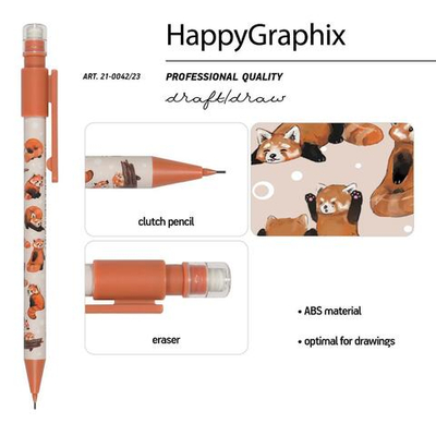 Карандаш механический с ластиком 0,7 мм "HappyGraphix. Ред Панды" (BrunoVisconti)