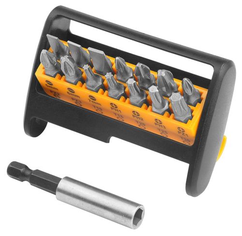 TOLSEN (TT20365) Набор вставок (бит) 1/4", Ph, Pz, Torx, 15 предметов
