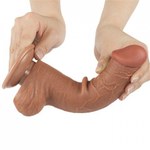 Реалистичный фаллоимитатор Lovetoy Sliding Skin (20,8×4 см) с двойной плотностью коричневый