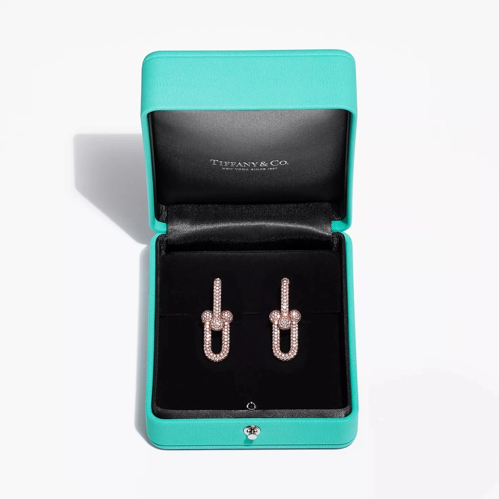 Серьги из розового золота 18k с бриллиантами, Tiffany 💠Hard Wear Large