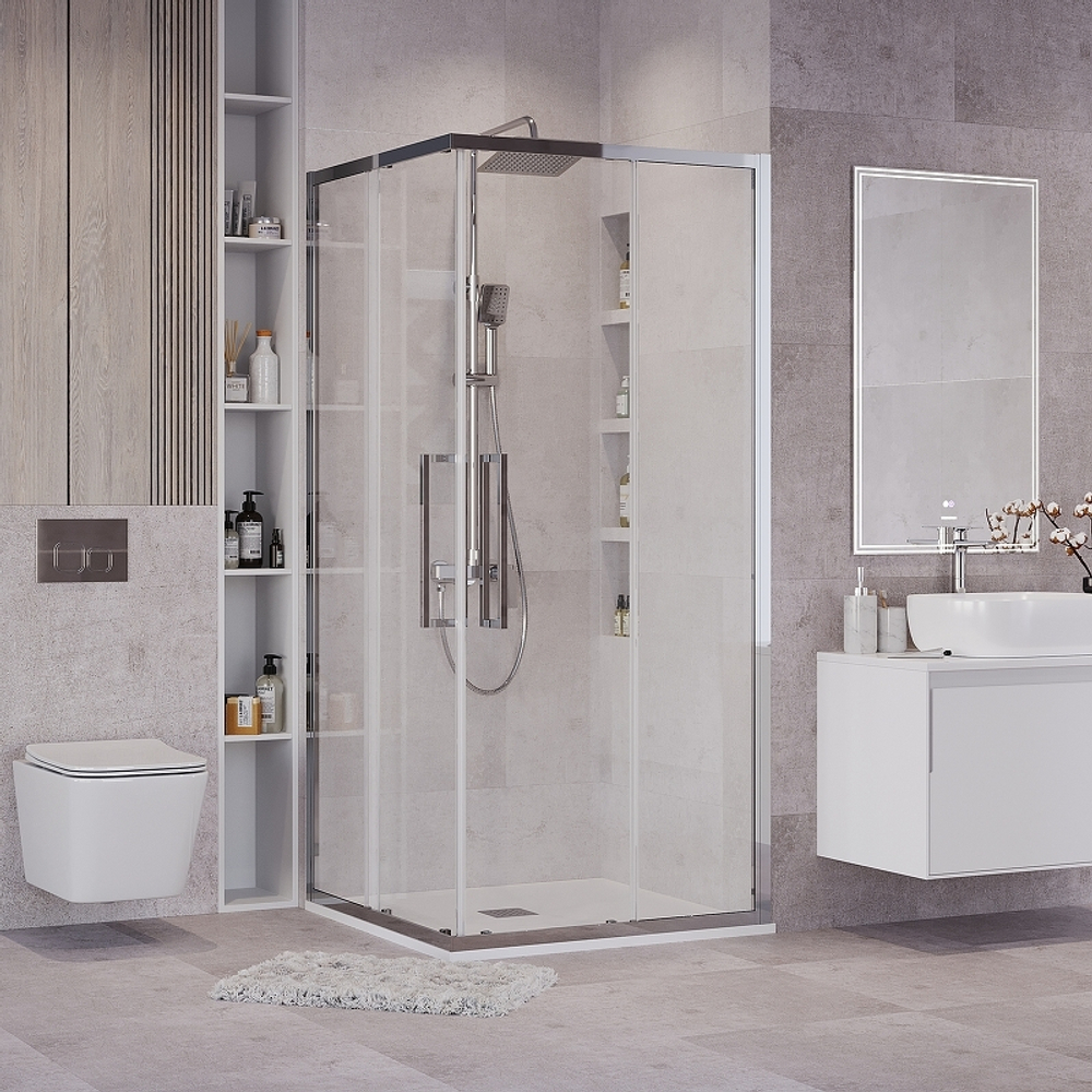 Душевой уголок Grossman Cosmo 80х80 300.K33.02.8080.10.00 профиль Хром стекло прозрачное