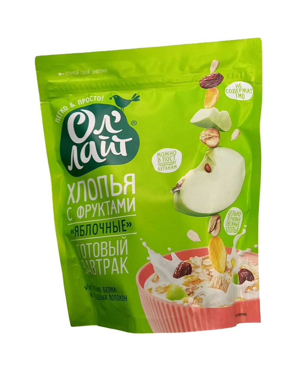 Хлопья с фруктами Яблочные "Ол Лайт" 300гр