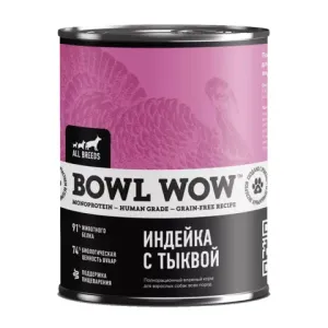 Консервы BOWL WOW для взрослых собак всех пород с индейкой и тыквой