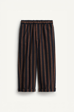 ZARA БРЮКИ В ПОЛОСКУ - LIMITED EDITION, КОРИЧНЕВО-СИНИЙ