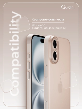 Чехол накладка iPhone 16 6.1" Gurdini Super Slim 0.3 mm Gold