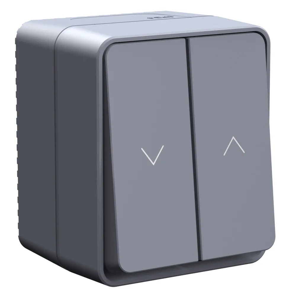 ATLASDESIGN PROFI IP54 О/У 2-клавишный ВЫКЛЮЧАТЕЛЬ ДЛЯ ЖАЛЮЗИ, сх.4, 10А, АНТРАЦИТ