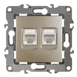 Розетка ЭРА Серия 12 12-3108-04 информационная двойная 2XRJ45 IP20 шампань | Эра 12