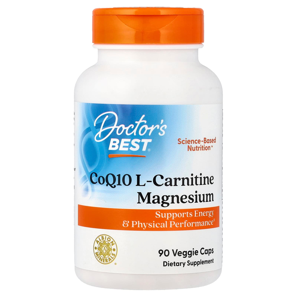 Doctor's Best, коэнзим Q10, L-карнитин и магний, 90 вегетарианских капсул