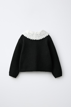 ZARA КАРДИГАН СО СЪЕМНЫМ ВОРОТНИКОМ, ЧЕРНЫЙ
