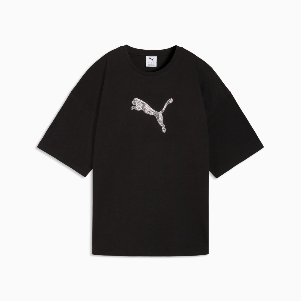 Футболка женская PUMA ESS GRAPHICS LEO LUXE Bedazzled Oversized Tee