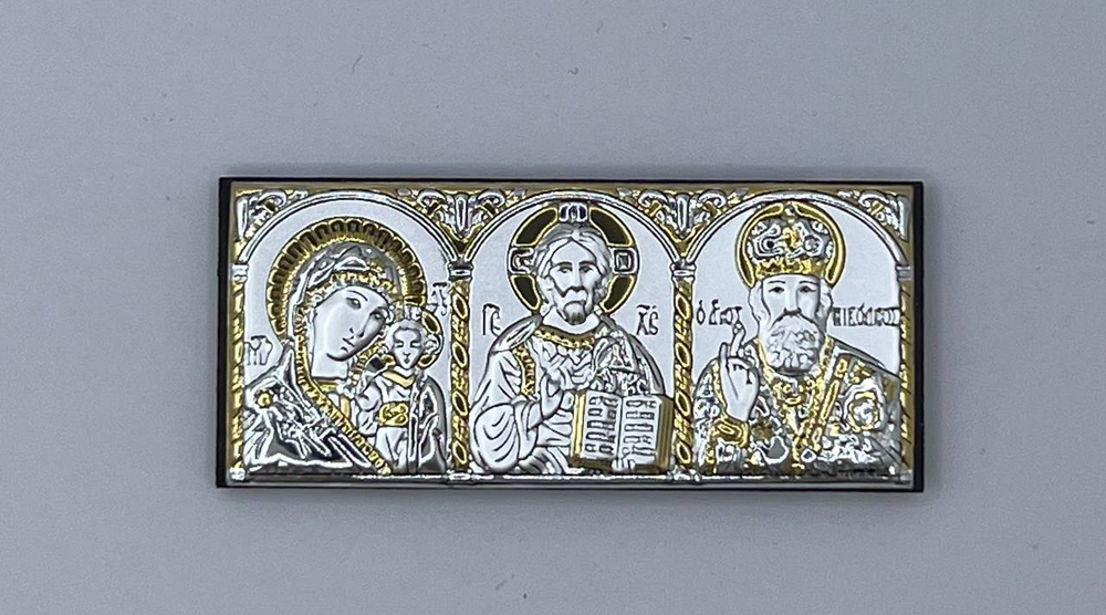 Спаситель, Казанская БМ, Николай Чудотворец, триптих, 34х77
