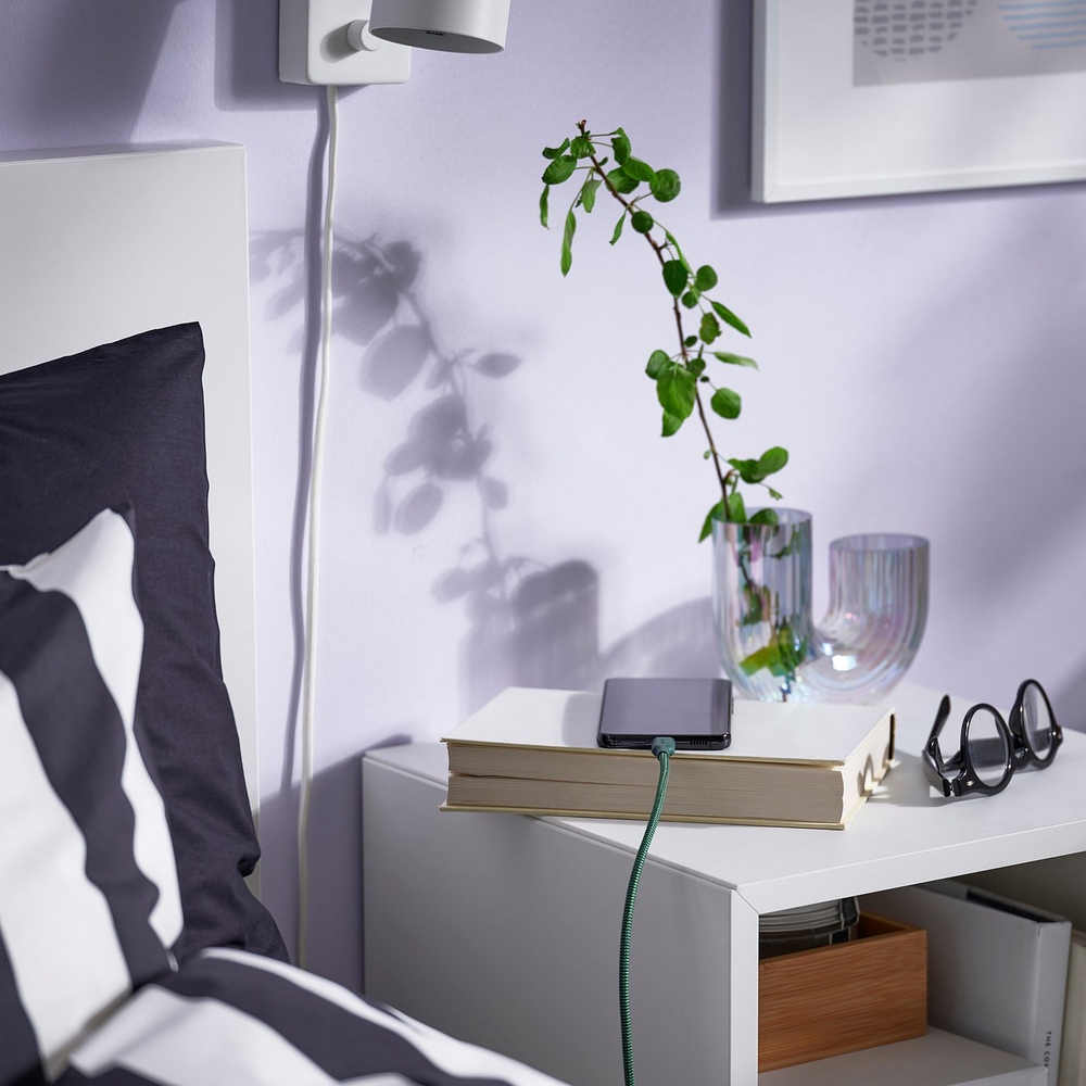 IKEA LILLHULT  (ИКЕА ЛИЛЛХУЛТ)  -  USB-C на USB-C - тёмно-зелёный 60 Вт/1.5 м