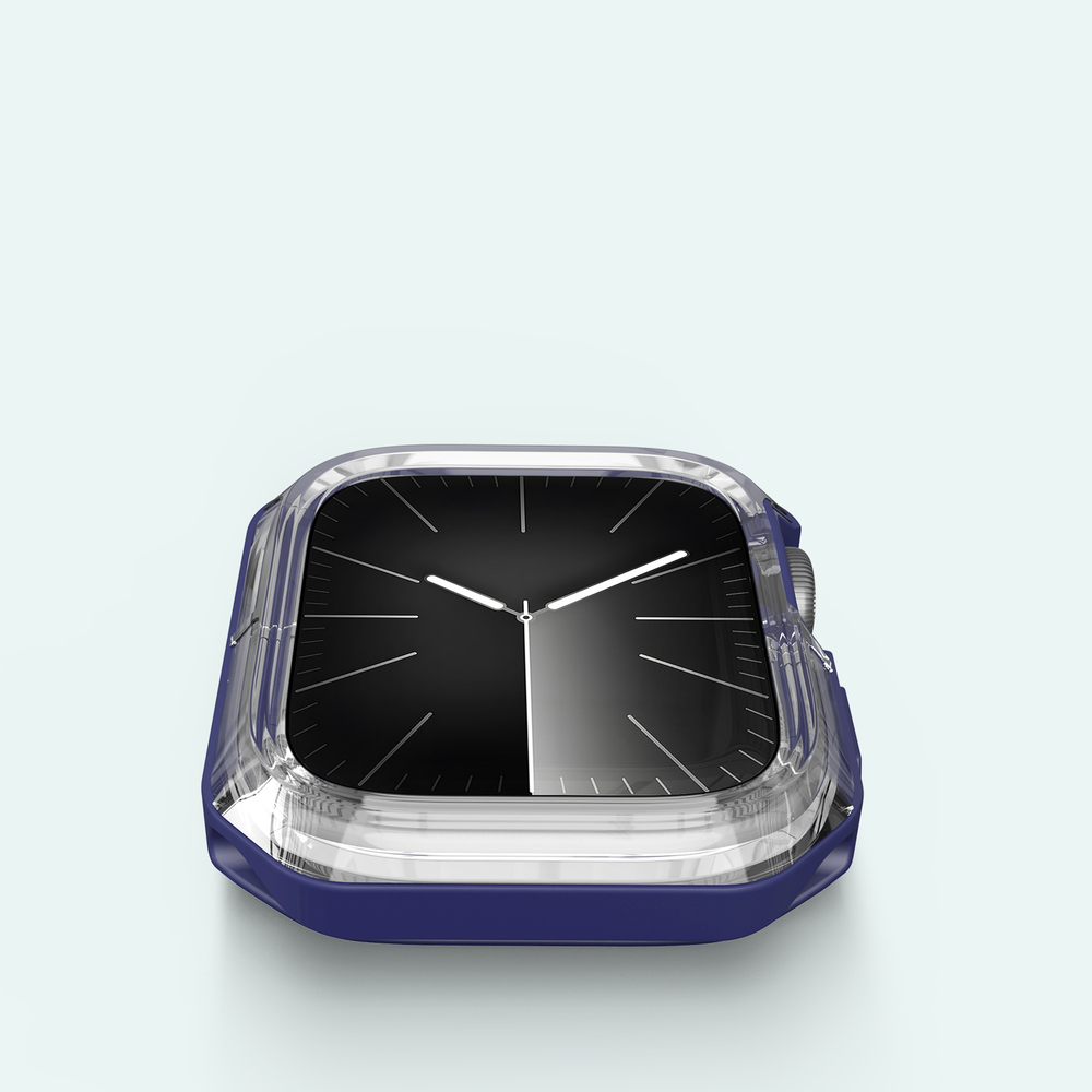 Чехол-бампер прозрачный с синими вставками от Dux Ducis для часов Apple Watch 42 мм на модели 10 серии, серия Tamo Series Case