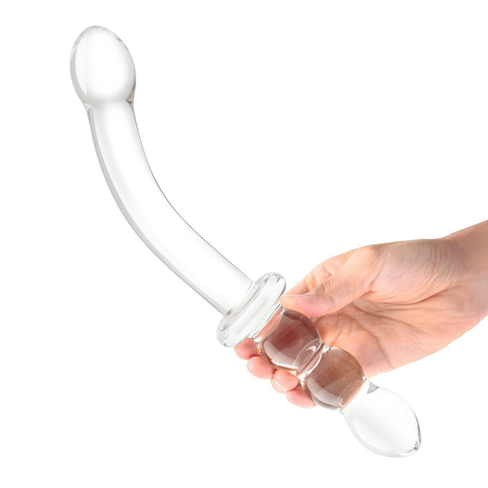 Прозрачный ребристый двусторонний стимулятор Ribbed G-Spot - 30 см. (Цвет: прозрачный)