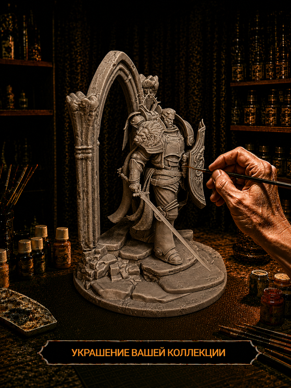 Фигурка, Лев Эль'Джонсон, Warhammer 40 000, высота 17 см, под покраску
