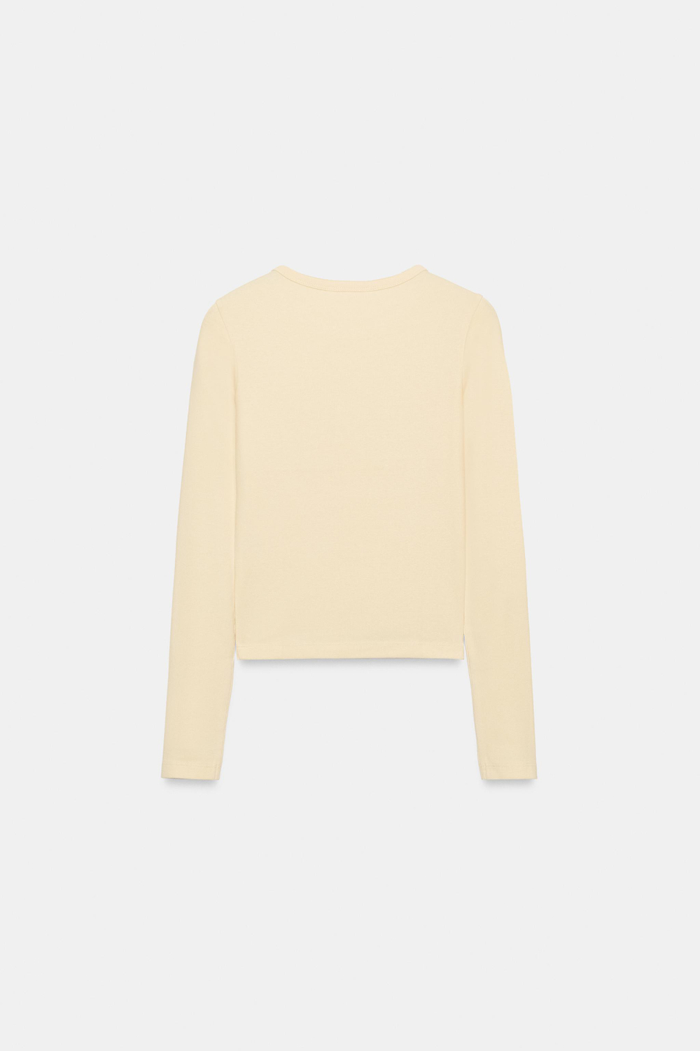 ZARA ХЛОПКОВАЯ ФУТБОЛКА С ДЛИННЫМИ РУКАВАМИ, ЖЕЛТЫЙ