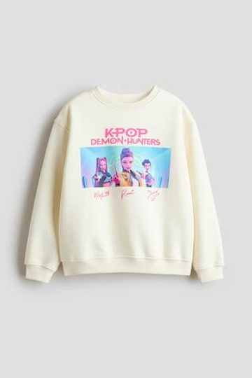 H&M Толстовка с принтом Kpop Demon Hunters, кремовый