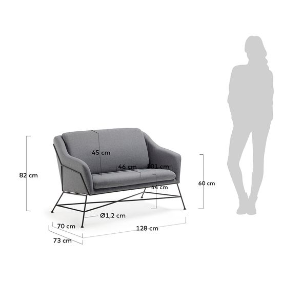 Диван Brida La Forma цвет графитовый 128 см