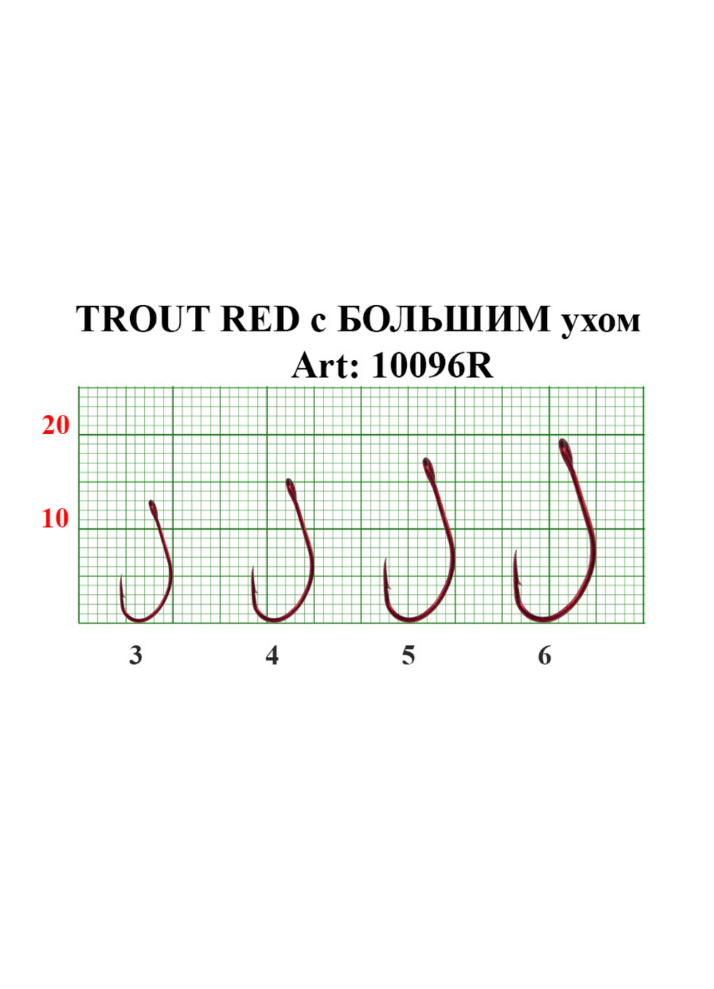 Крючок рыболовный Fish Crystal TROUT RED 10096R с большим ушком №3
 (5 упаковок)