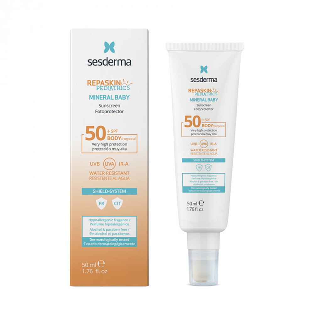 Sesderma Подарочный Набор REPASKIN PEDIATRICS SPF 50: Детский крем без химических фильтров, 50 мл + Детский солнцезащитный спрей для тела, 200 мл